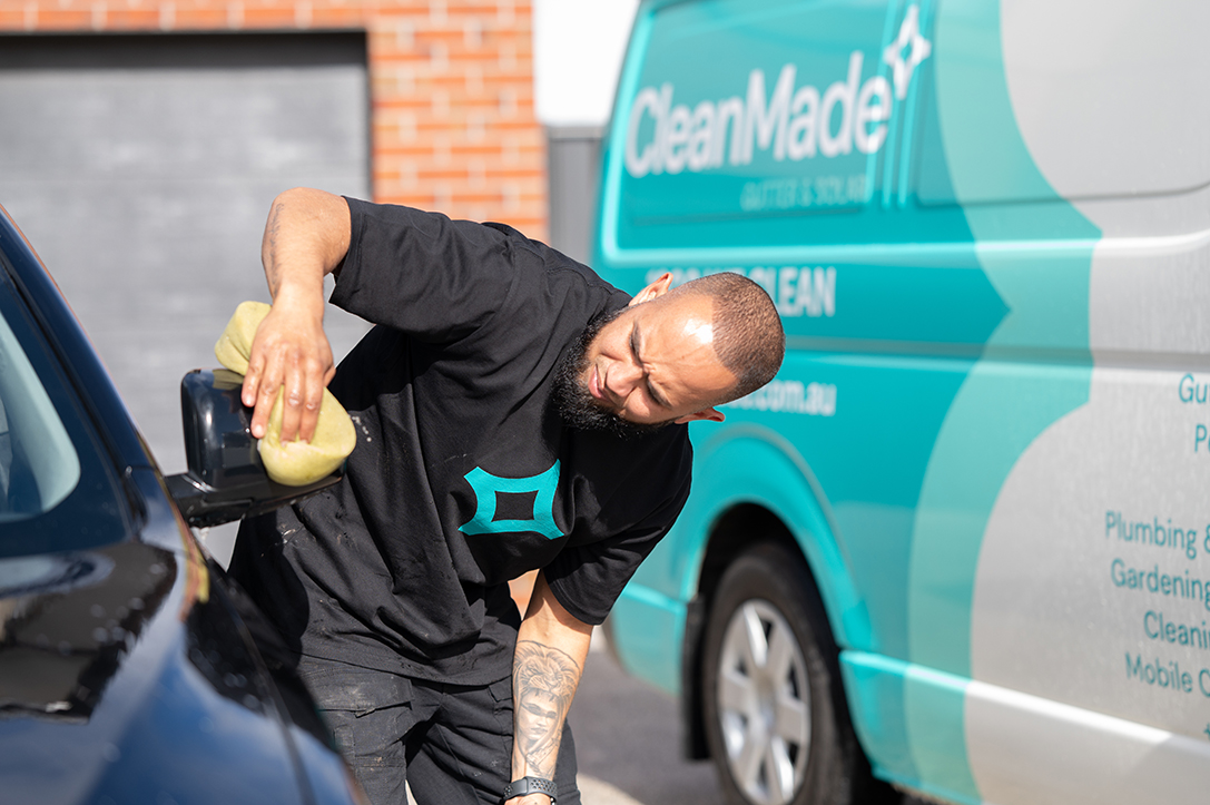 cleanmade technician cleaning car